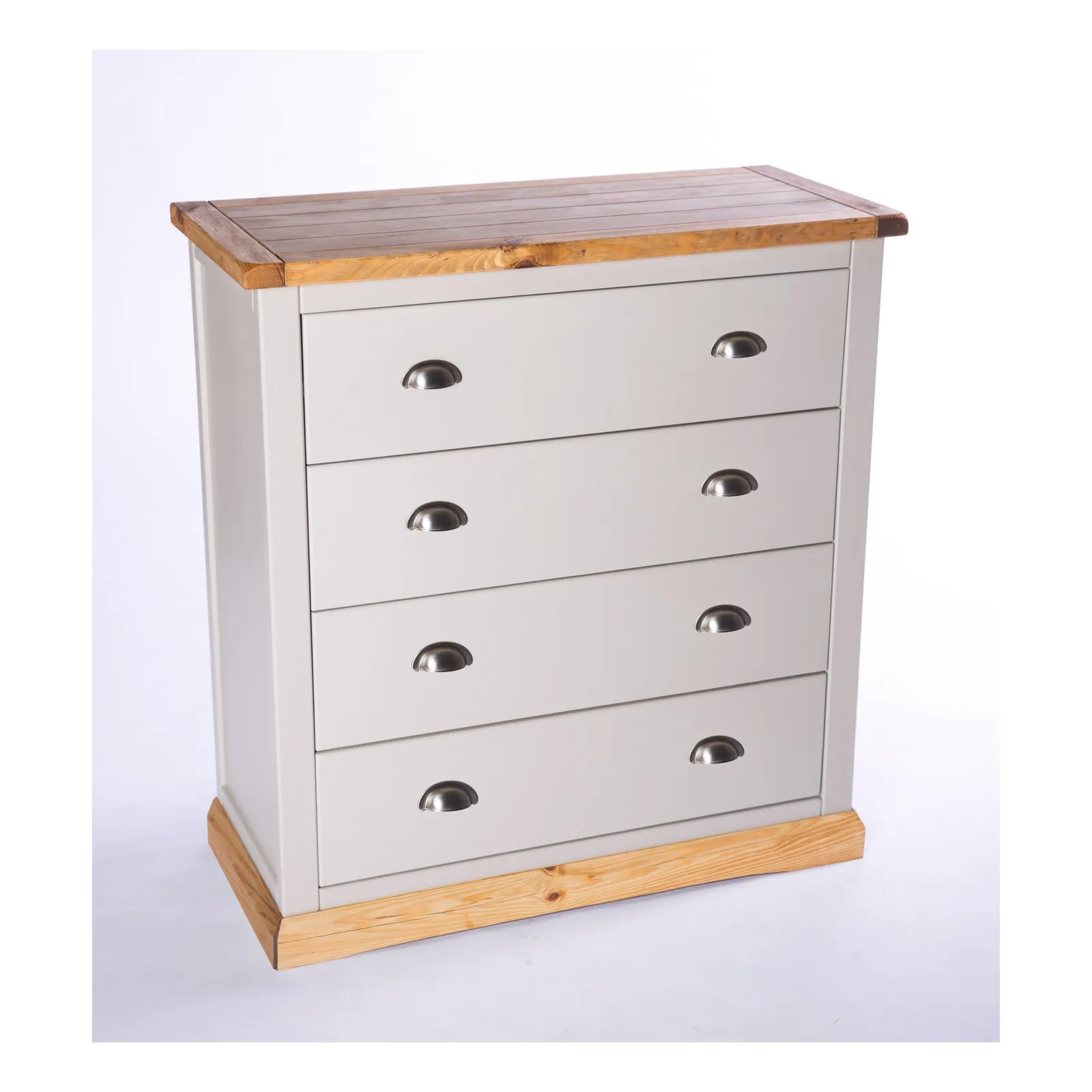 Cabinet Bits Bomporto 4 Drawer Chest of Drawers Chrome Cup Handle in Light Grey 2