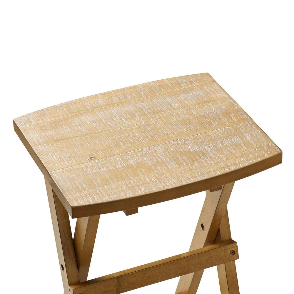 Statement Furniture Shire Oak Folding Stool, 64cm Tall Bar Stool in Light Brown 3