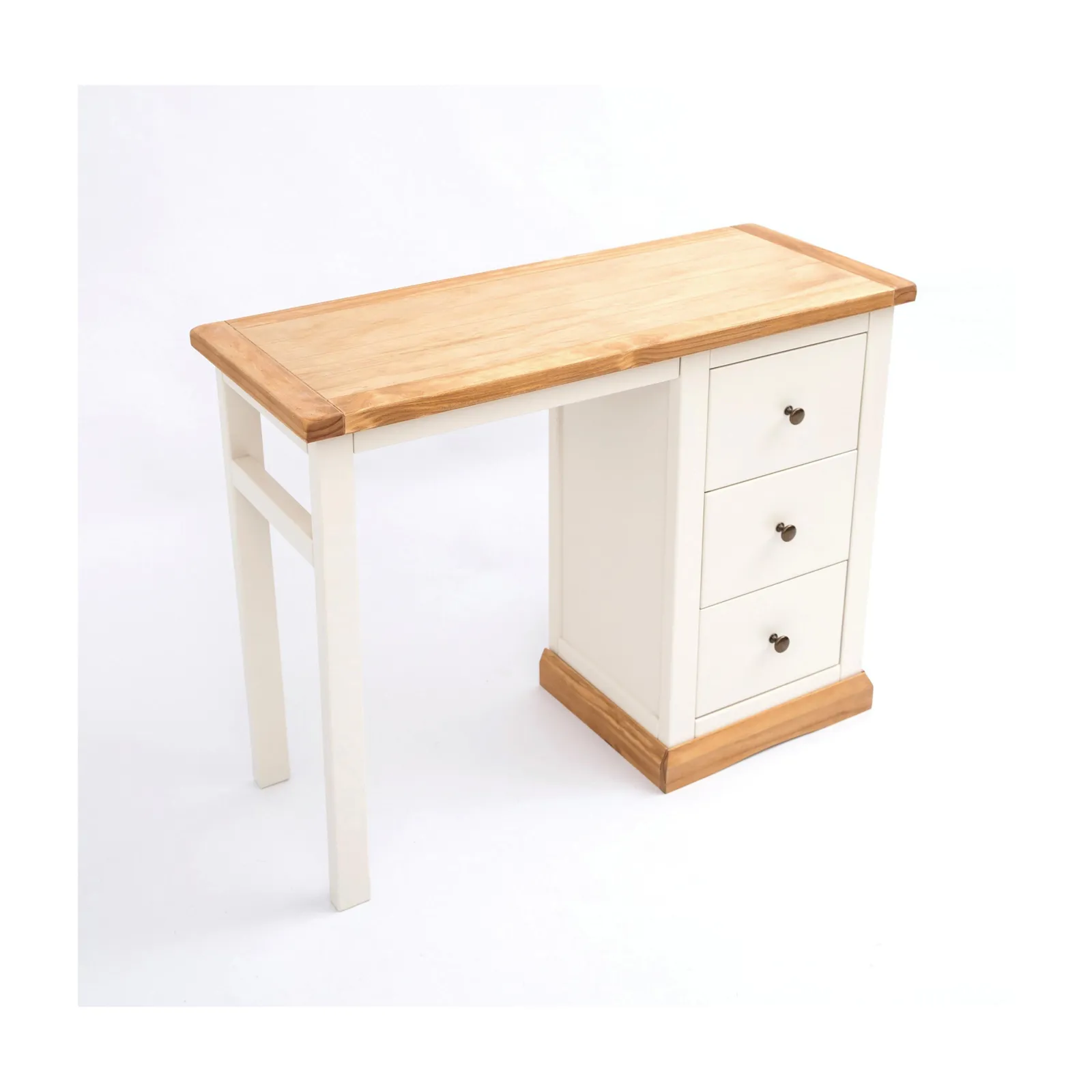 Cabinet Bits Trevi 3 Drawer Desk - Dressing Table Brass Knob in Off-White 3
