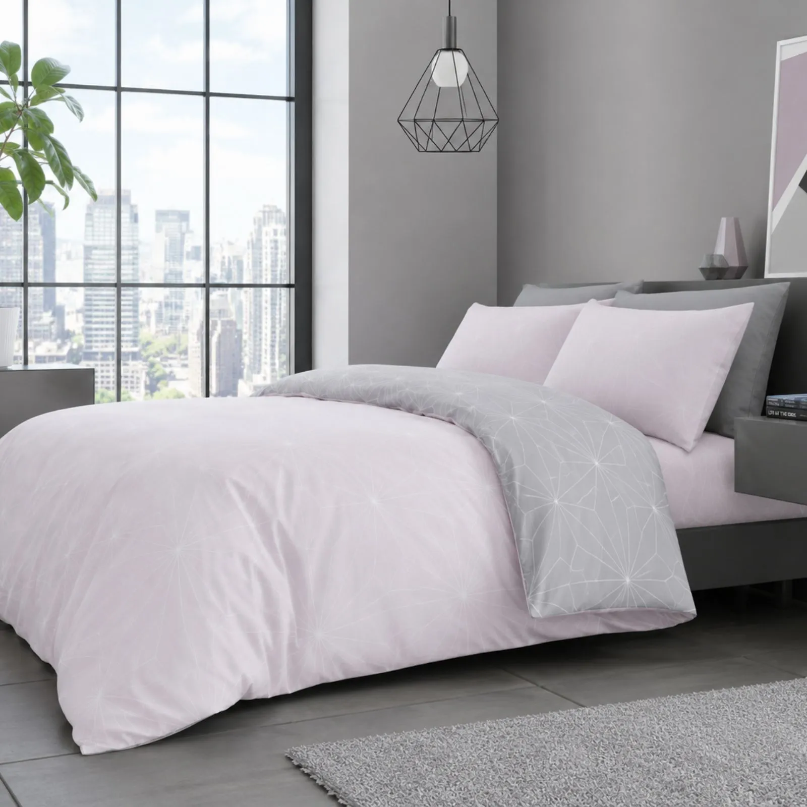 Smart Living Printed Polycotton Rex Duvet Cover With Pillowcases in Pink 2