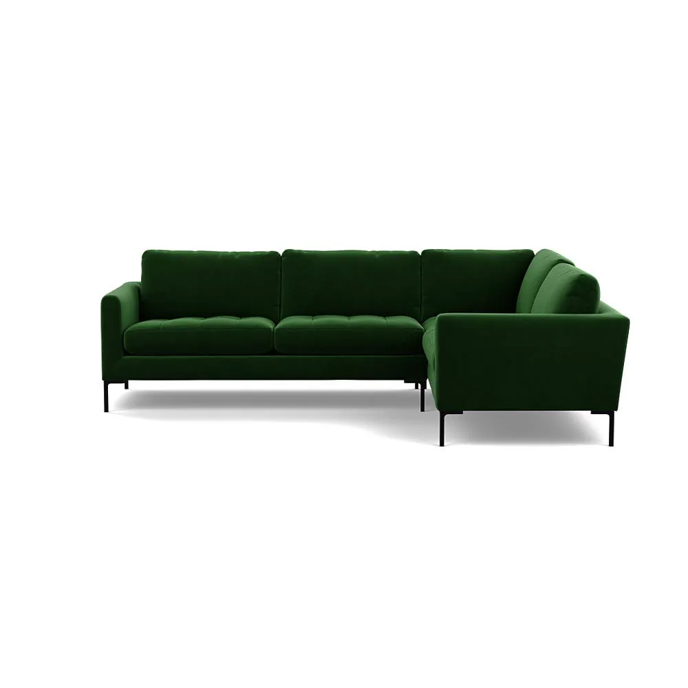 Heal's Eton Right Hand Facing Corner Sofa Smart Velvet Forest Black Feet 1