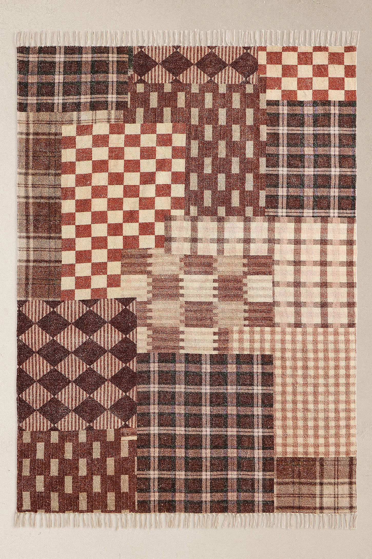 Check Patchwork 5x7ft / 150x210cm Rug - Neutral