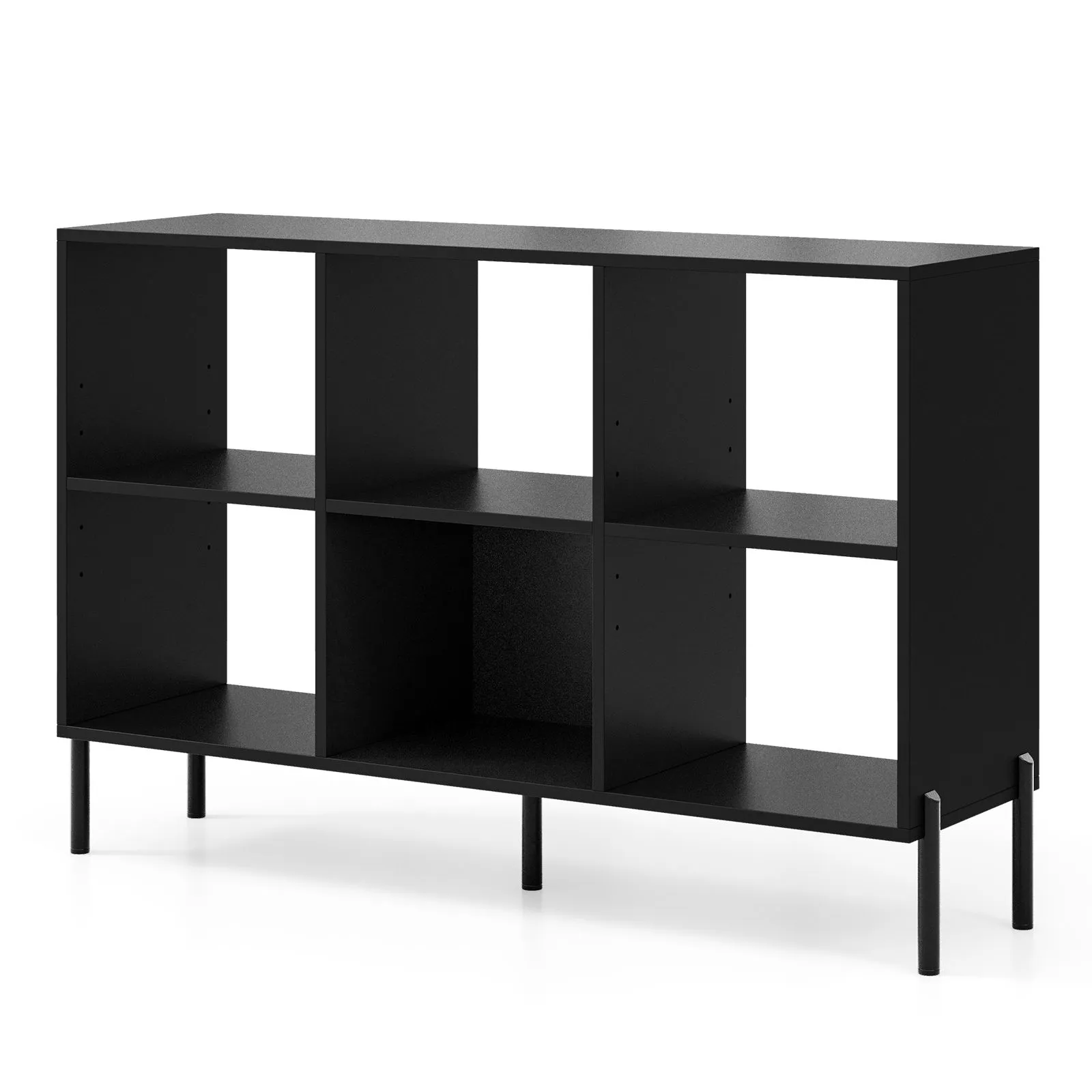Costway 6-Cube Storage Bookcase Wooden Open Bookshelf in Black