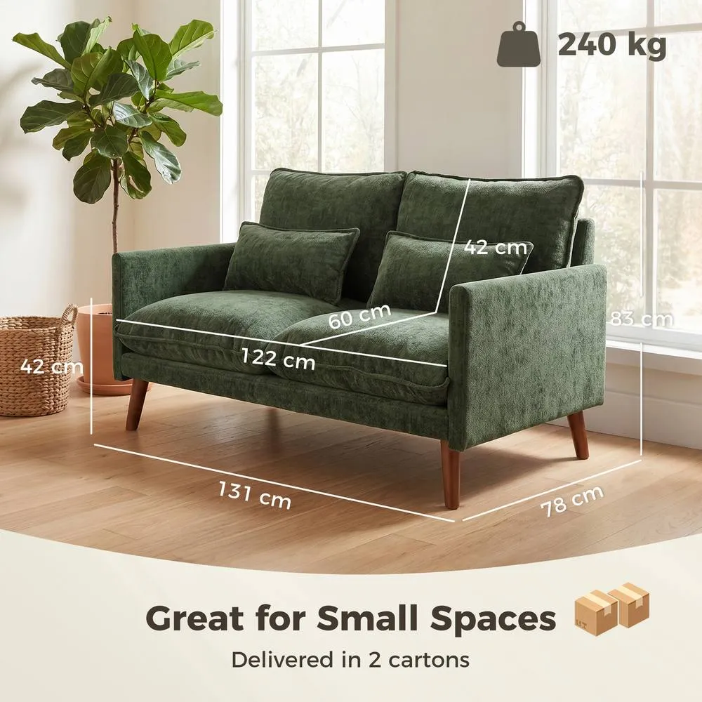 HOMCOM 2 Seater Sofa, Modern Loveseat with Spring Cushions, Wide Seat, Green 3
