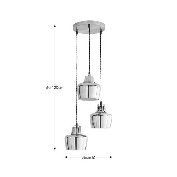 Auburn Industrial 3 Light Adjustable Cluster Ceiling Light 6