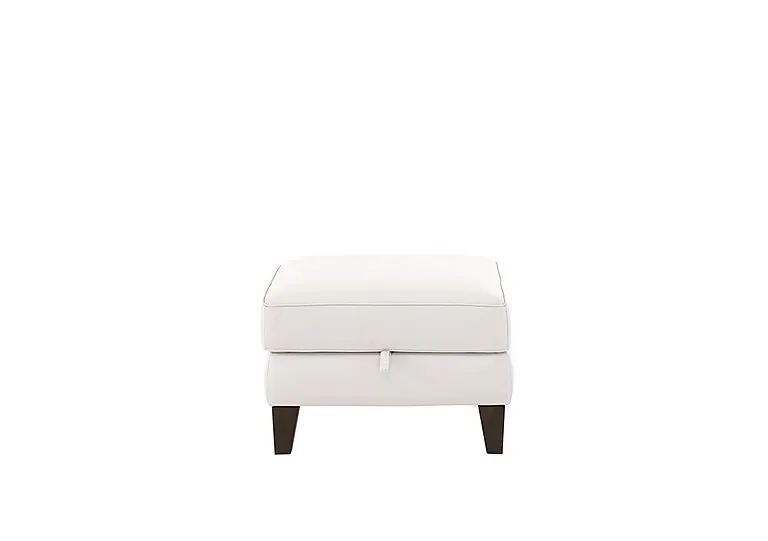 Brondby Leather Storage Footstool - BV Star White