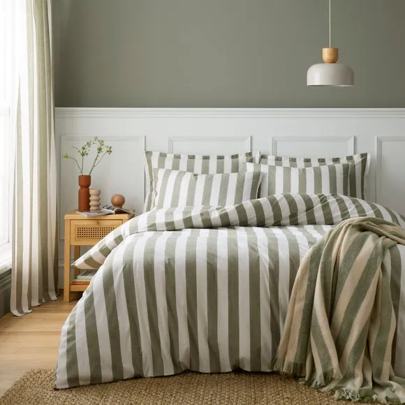 Beatrice Woven Stripe 100% Cotton Duvet Cover & Pillowcase Set 4