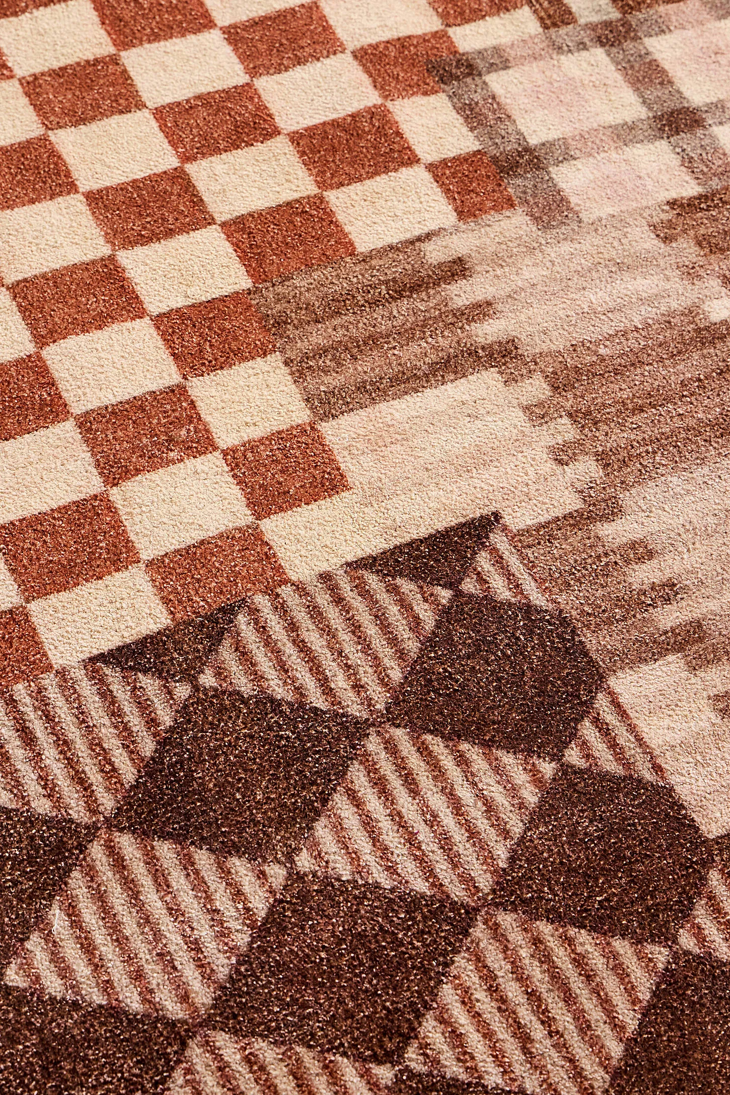 Check Patchwork 5x7ft / 150x210cm Rug - Neutral 2