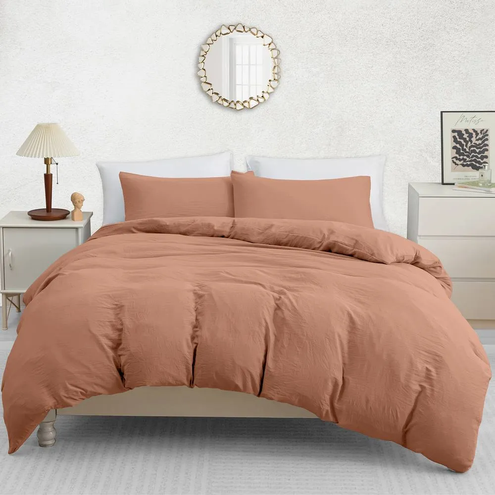 Pamposh Pre Washed Microfibre Duvet Cover Set King Size Ultra Soft Quilt Covers in Dusty Pink
