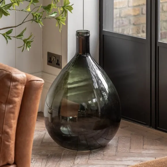 Crossland Grove Sevran Giant Glass Bottle Vase Olive 640Mm, Green