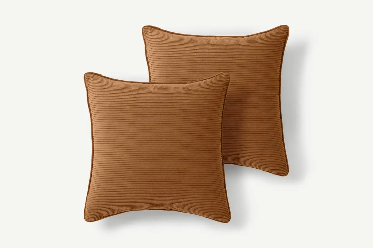 Selky Set of 2 Corduroy Cushions, 50 x 50cm, Dark Tan