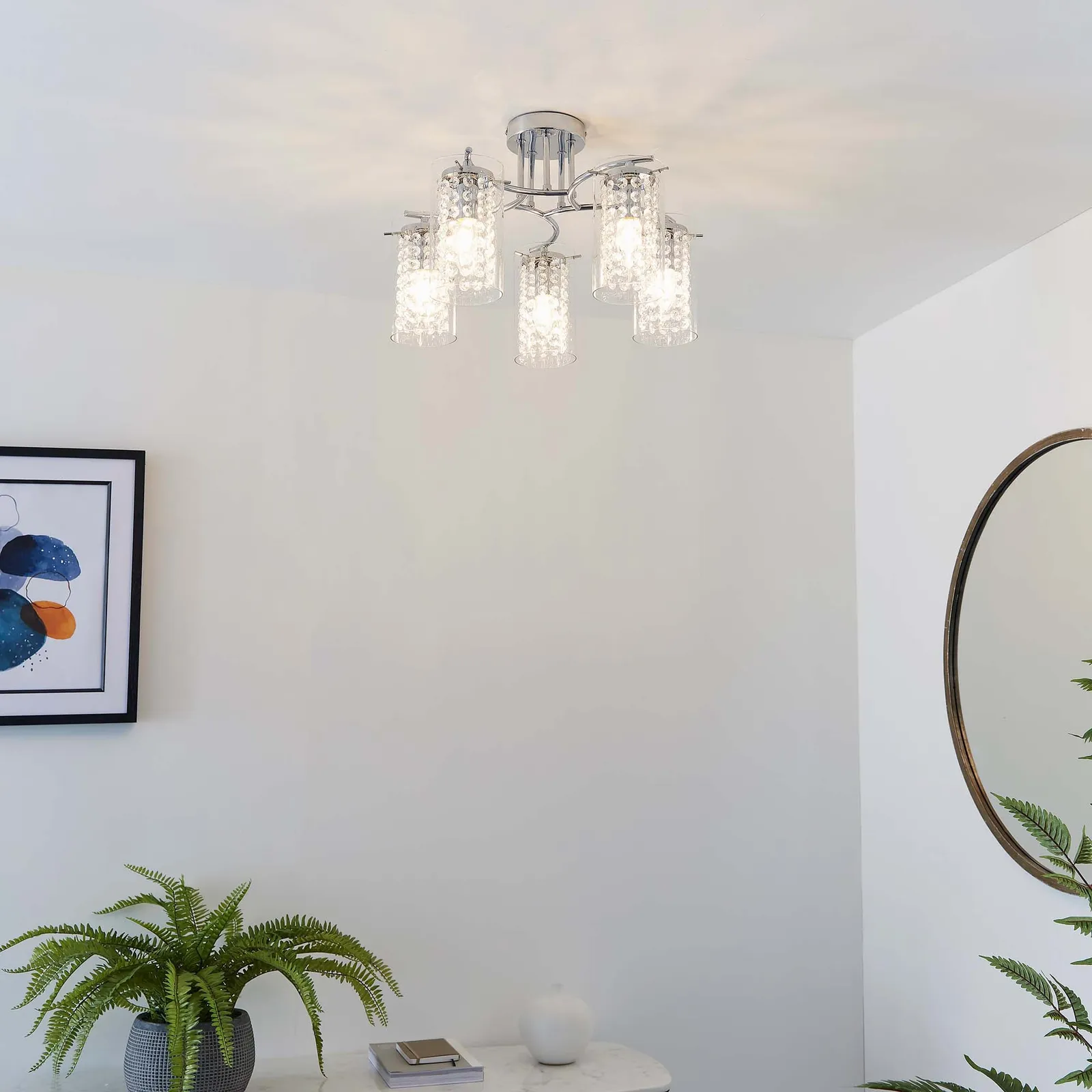 Vogue Kerr 5 Light Semi Flush Ceiling Fitting Chrome