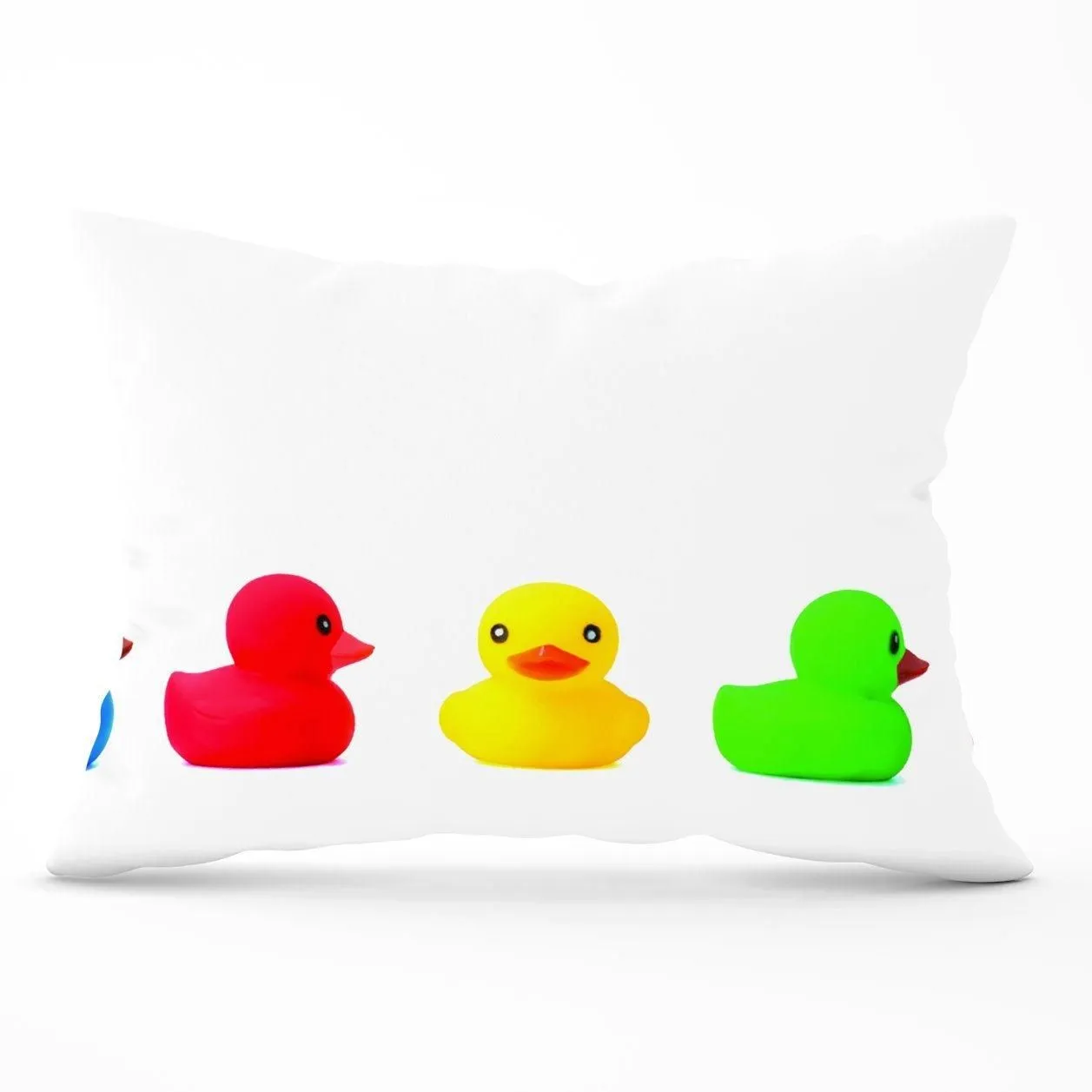 Warren Reed - Designer Coloured Rubber Ducks Cushions in White