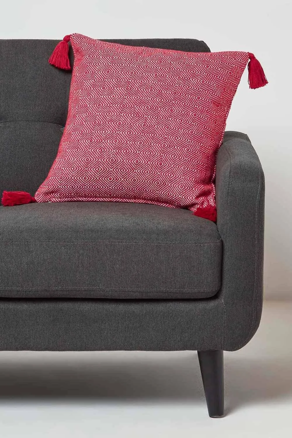Homescapes Malda Handwoven Red Geometric Kilim Cushion 2