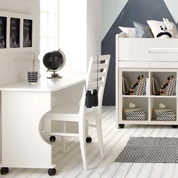 Kenzie Childrens Midsleeper with Desk And Storage Bookcase