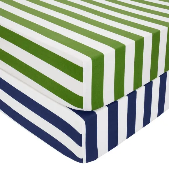 Set of 2 Bold Stripe Cotton Fitted Bed Sheets 3