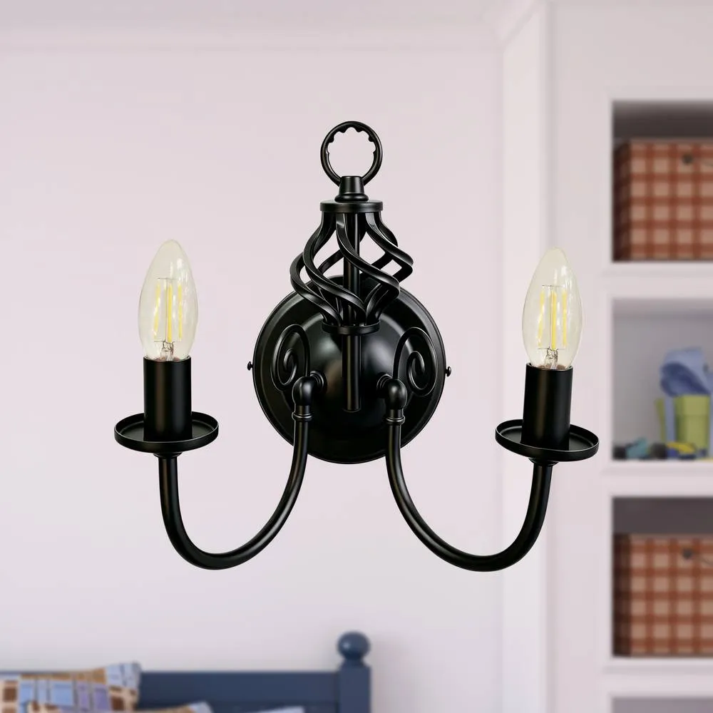 First Choice Lighting Barley Twist - Black Wall Light 3