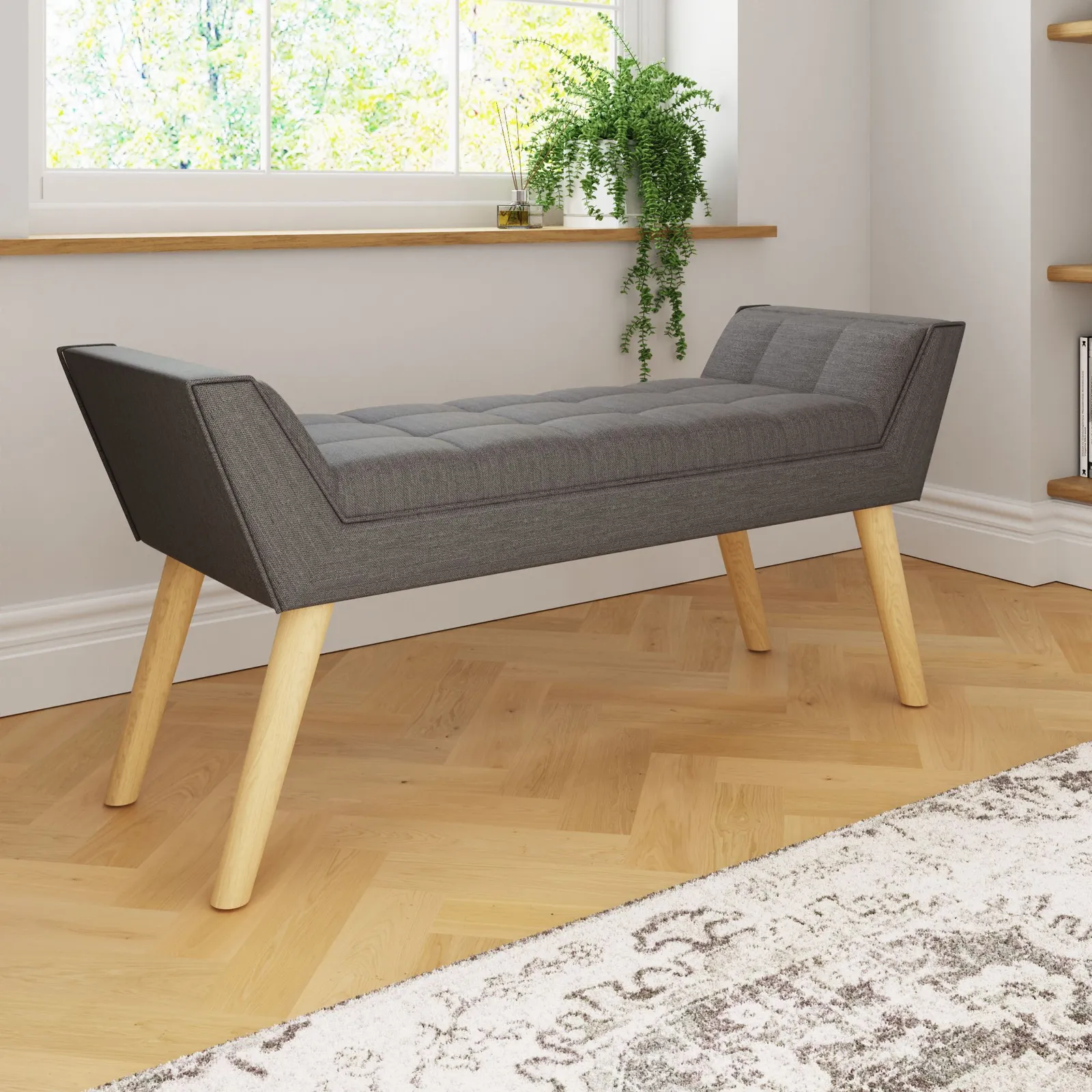 GFW Milan Ottoman Storage Bench in Dark Grey 3