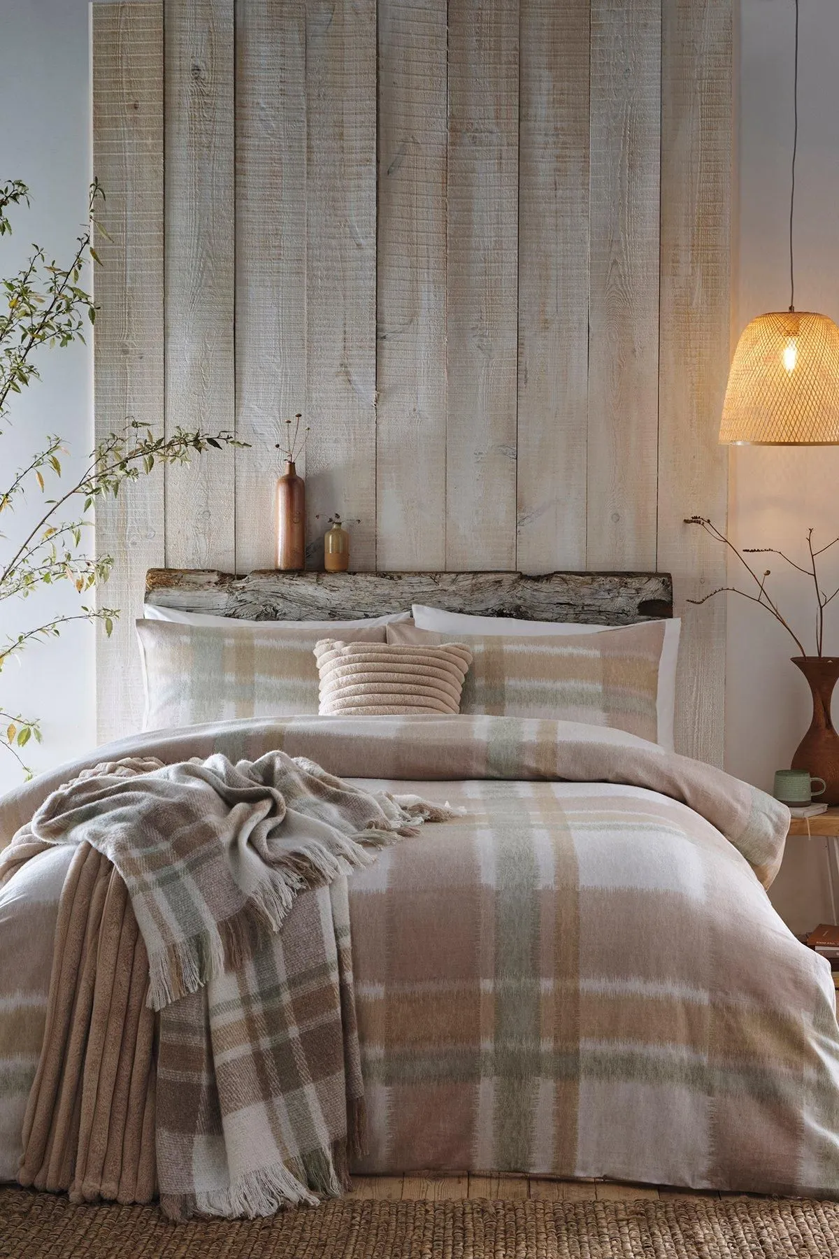 Appletree 'Verbier' 100% Brushed Cotton Duvet Cover Set in Natural 4