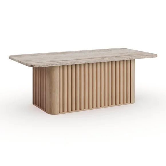 Lucin Travertine Effect Rectangular Coffee Table 5