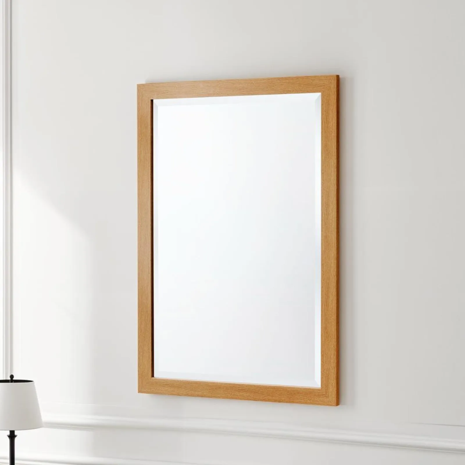 Yearn Mirrors Oak Effect Slim Framed Bevelled Mirror in Light Oak 4