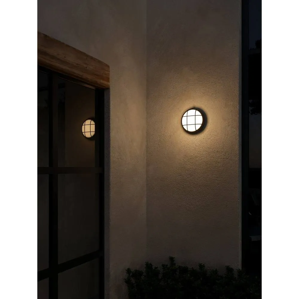 Netlighting Fond Round Outdoor Bulkheads Wall Lamp Black E27 15W IP44 2