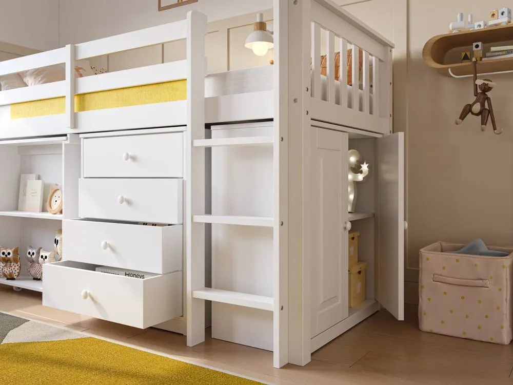 Flair Soban Shorty Midsleeper Cabin Bed with Desk White 4