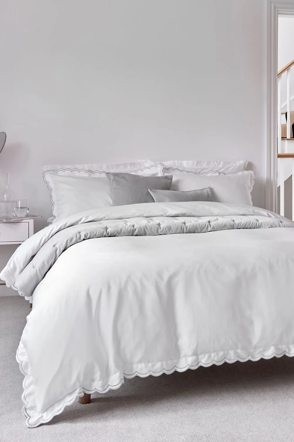 CHRISTY Scallop Edge Cotton Sateen Duvet Sets in Grey