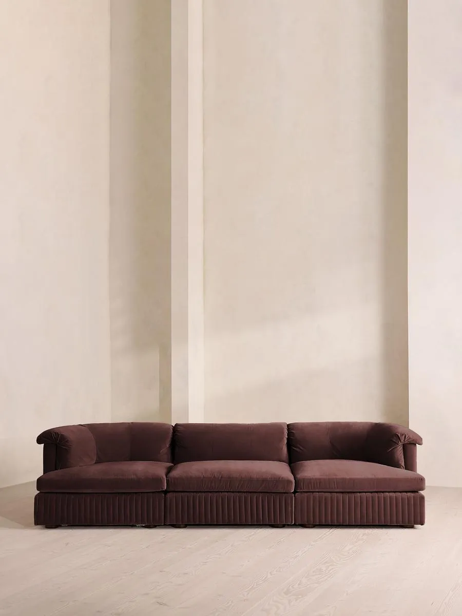 Oona Modular Sofa, Four Seater, Velvet, Aubergine