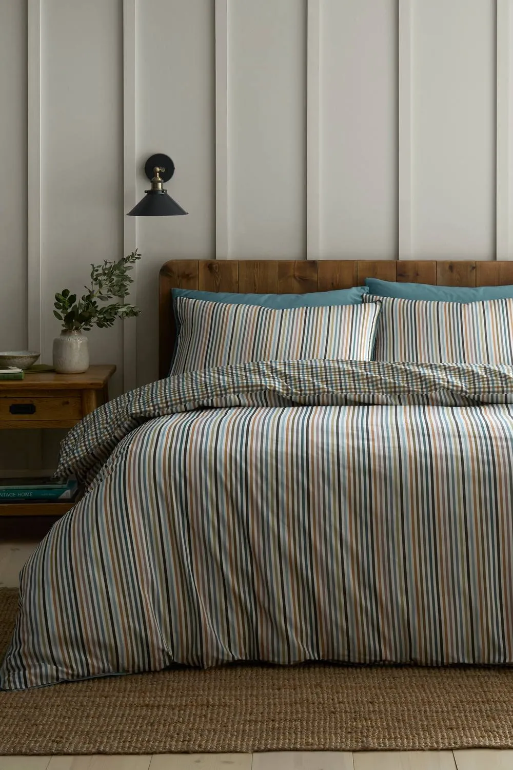 Appletree 'Micro Check' 100% Cotton Duvet Cover Set in Green 4