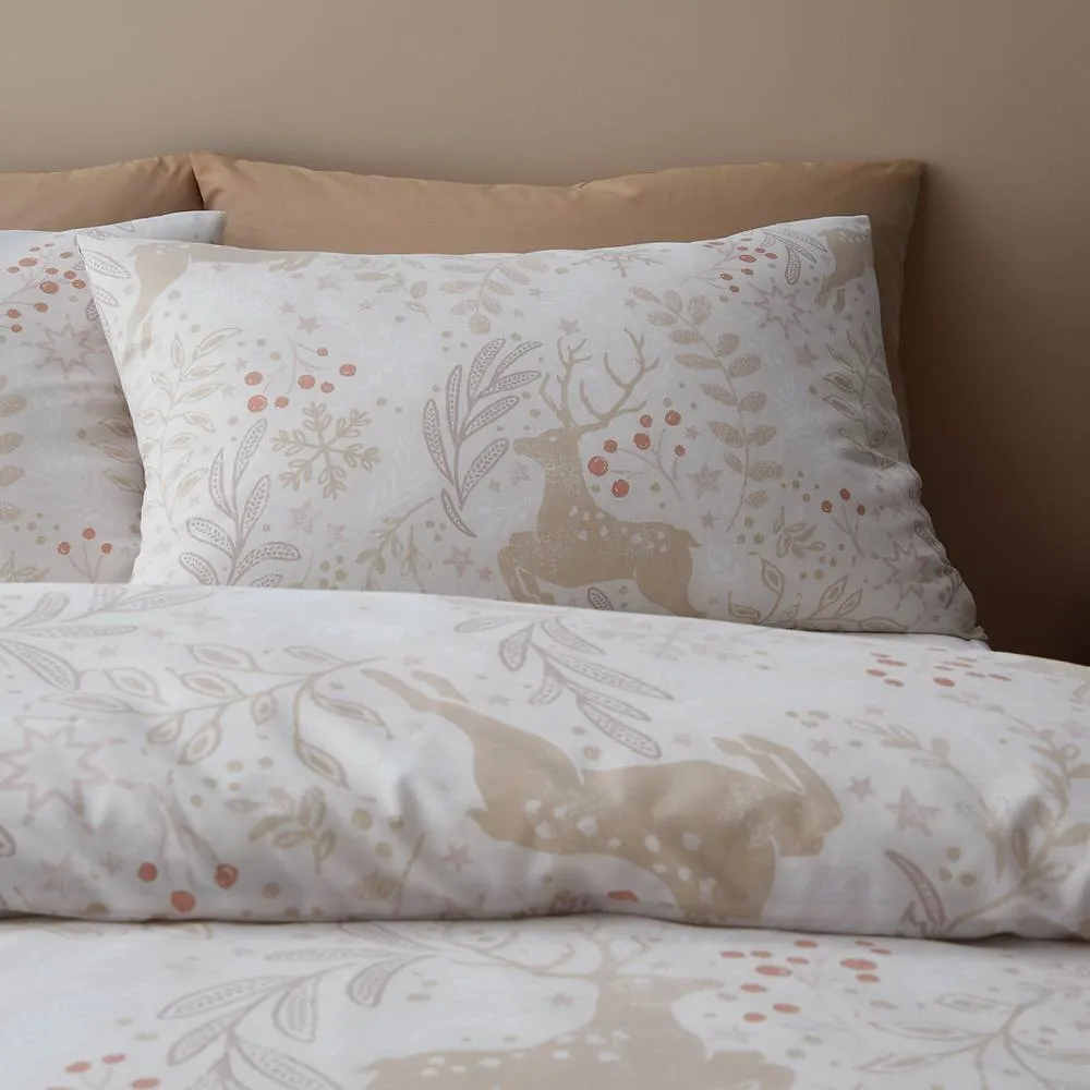 Portfolio Home Winter Stags Duvet Cover Set With Pillow Case Bedding in Natural 4