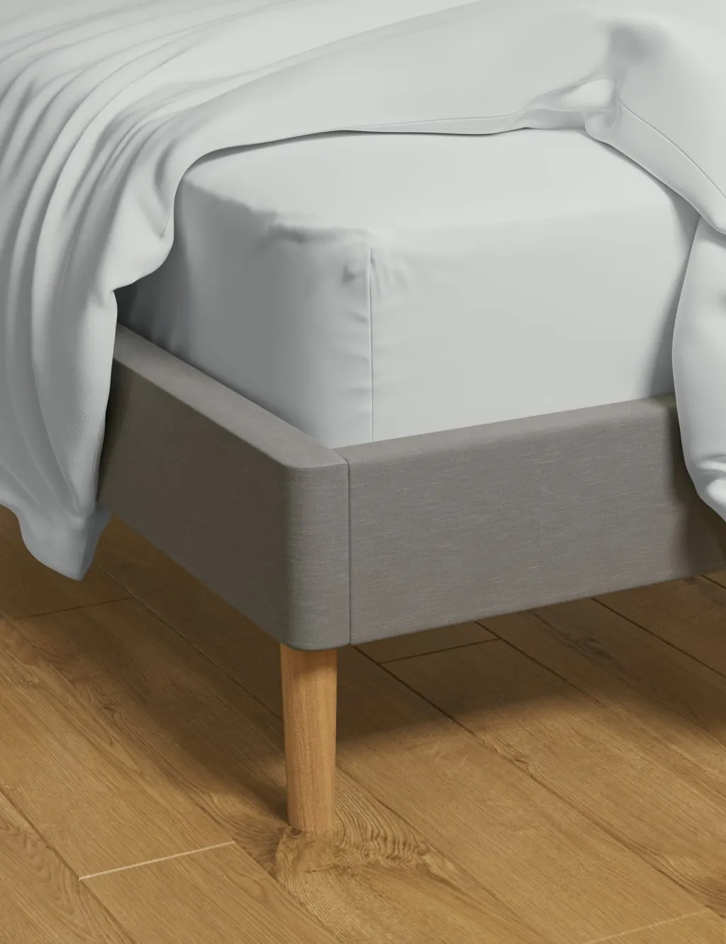 M&S Pure Cotton 180 Thread Count Deep Fitted Sheet Silver Grey