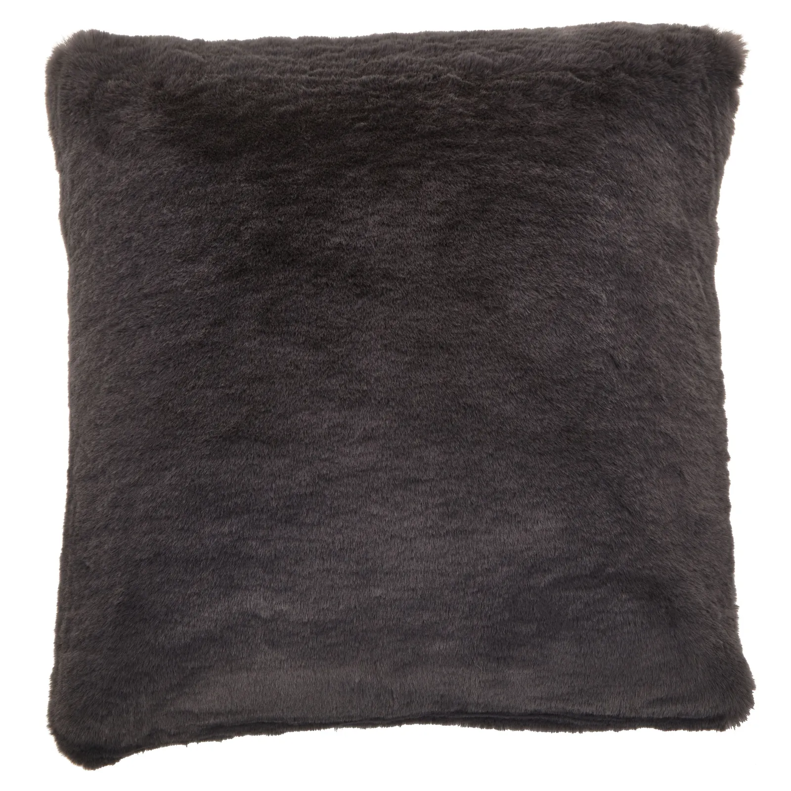 Orsina Navy Blue Faux Fur Square Cushion, Plush Feather Filled Decorative Pillow For Sofa Or Bed, Soft Faux-Suede in Grey