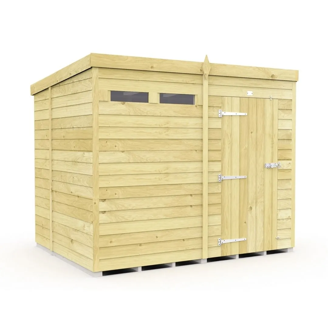 Buttercup Farm 8 x 6 Feet Pent Security Shed - Single Door - L178 x W243 x H201 cm in Brown