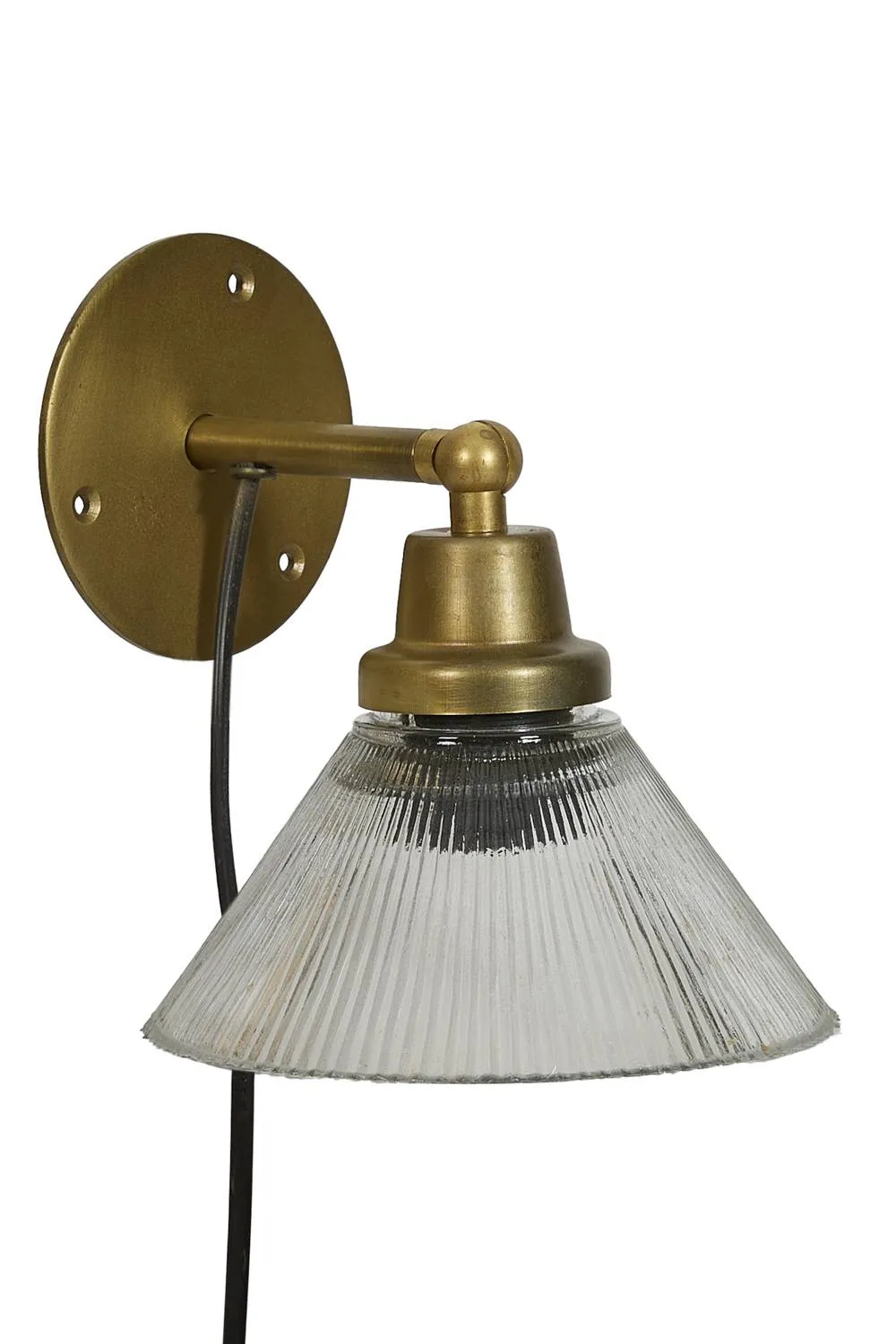 Dibor Fluted Glass & Iron Art Deco Wall Light in Gold 2