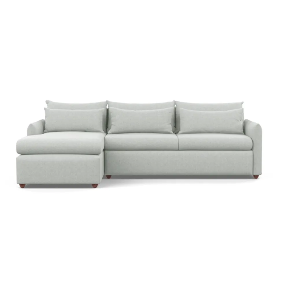 Heal's Pillow Large Left Hand Corner Chaise Melton Wool Limestone Chestnut