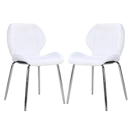 Darcy Dining Chair In White Faux Leather in A Pair