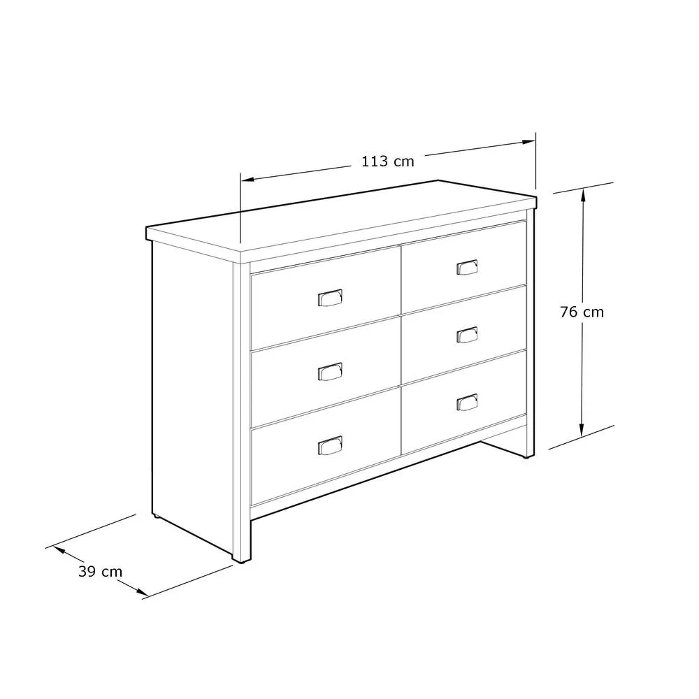 GFW Boston 3+3 Drawer Chest in Light Oak 5