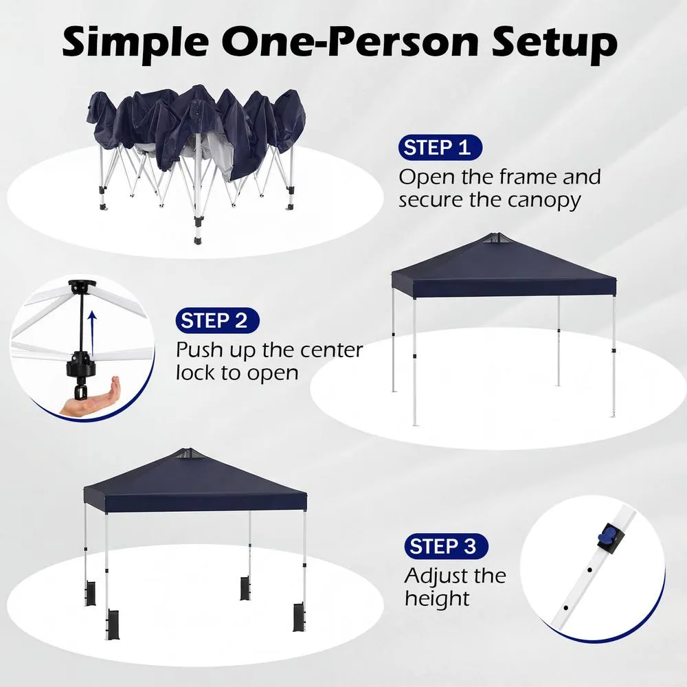 Costway 300 x 300 cm Pop up Canopy Tent 1 Person Easy Setup Gazebo Shelter in Blue 4
