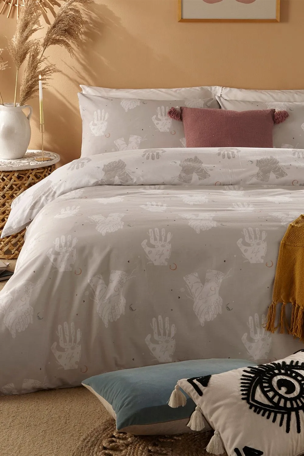 Furn. Be Kind King Duvet Cover Set Cotton Polyester Grey, Grey
