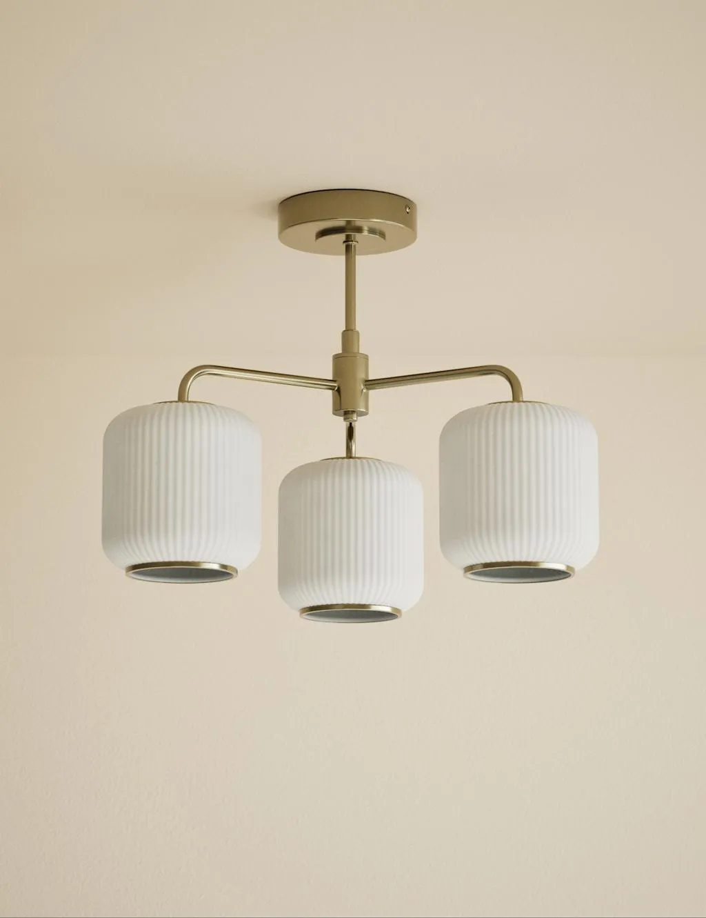 M&S Amelia Flush 3 Way Ceiling Light Antique Brass