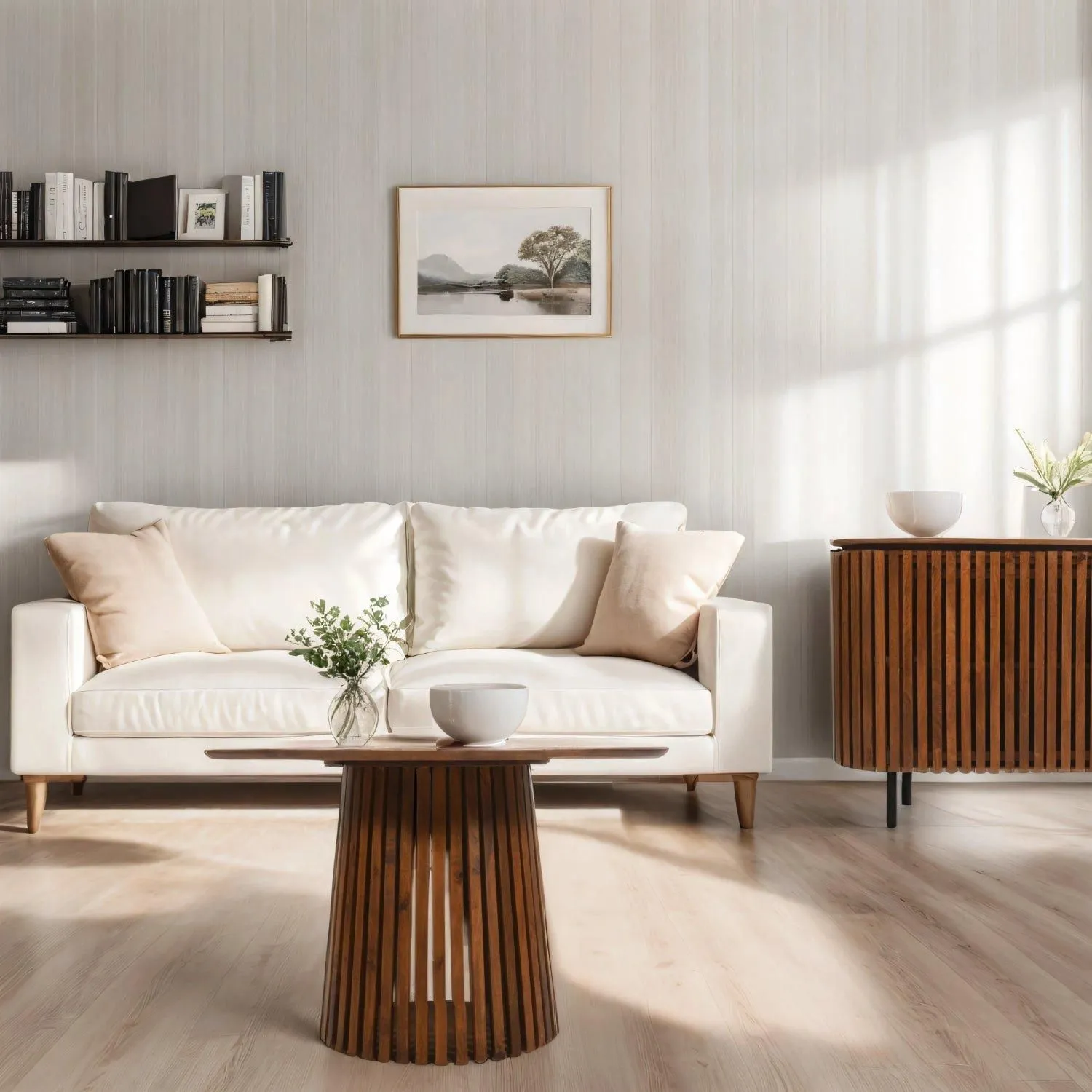 IH Design Carney Mango Wood Slatted Round Coffee Table 80cm in Brown 5