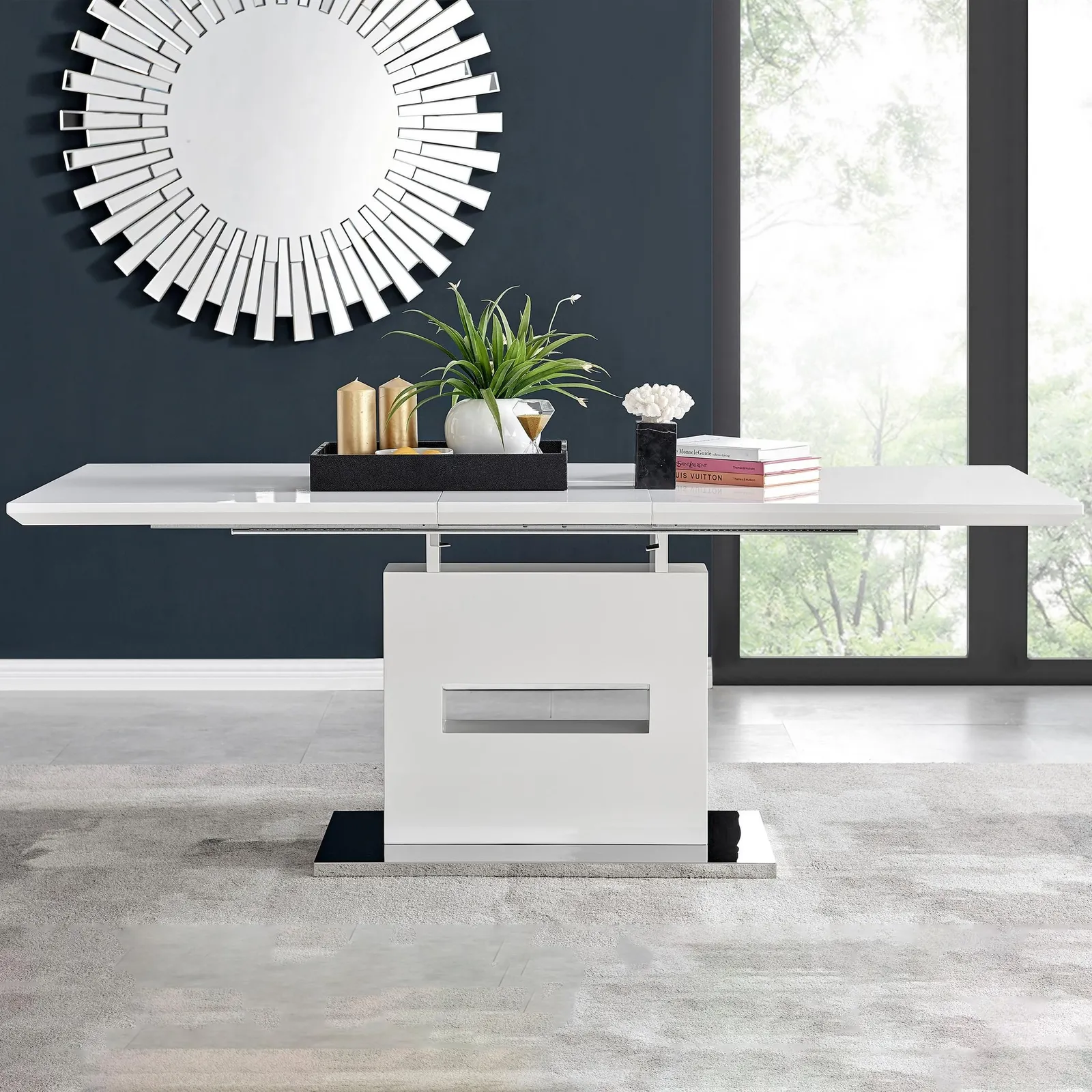 FurnitureboxUK Arezzo 200cm Large Extending White High Gloss Dining Table