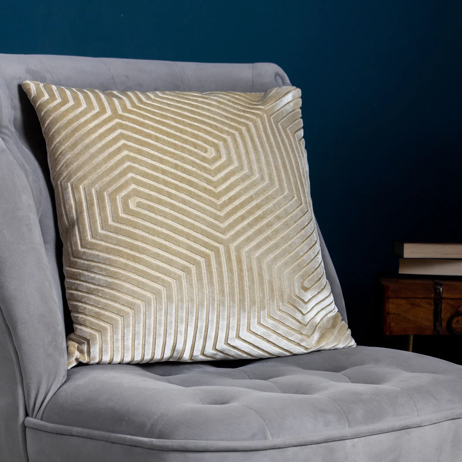 Paoletti Evoke Cut Velvet Cushion Ivory, White