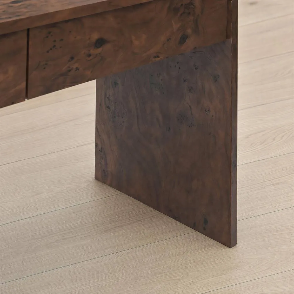 FurnitureboxUK Delphine Walnut Burl Wood Effect 2 Drawer Desk 5