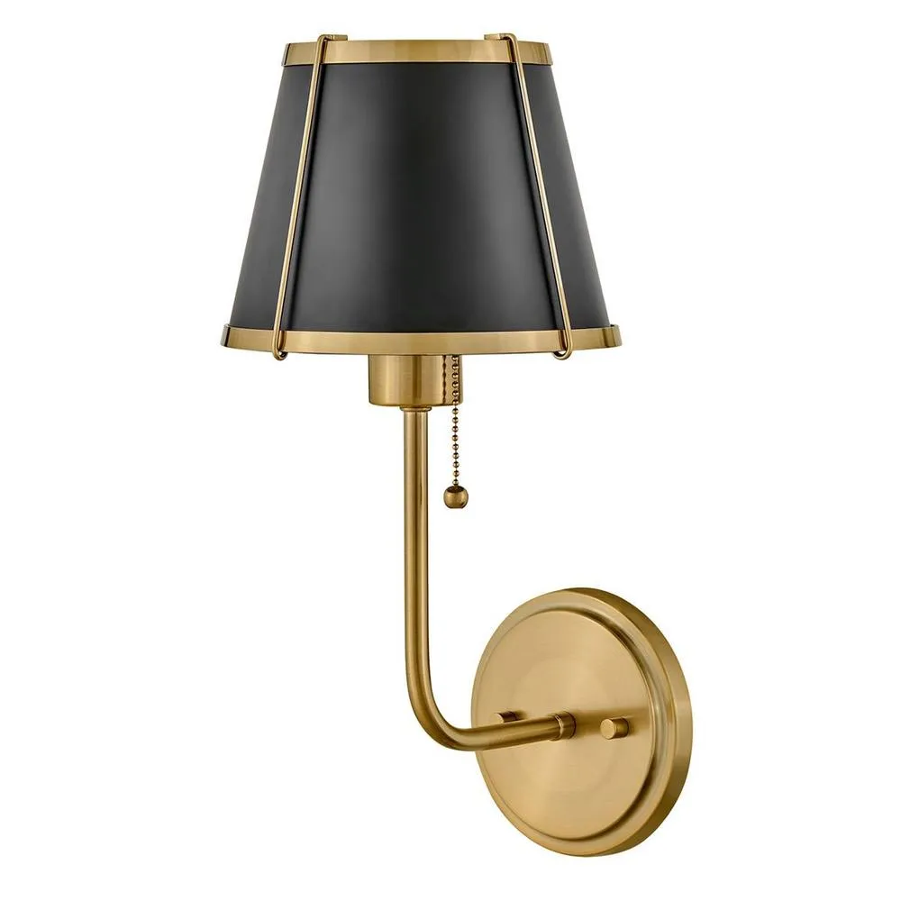 Netlighting Hinkley Clarke Wall Lamp Shade Warm Brass Black Metal Shade 1x E27