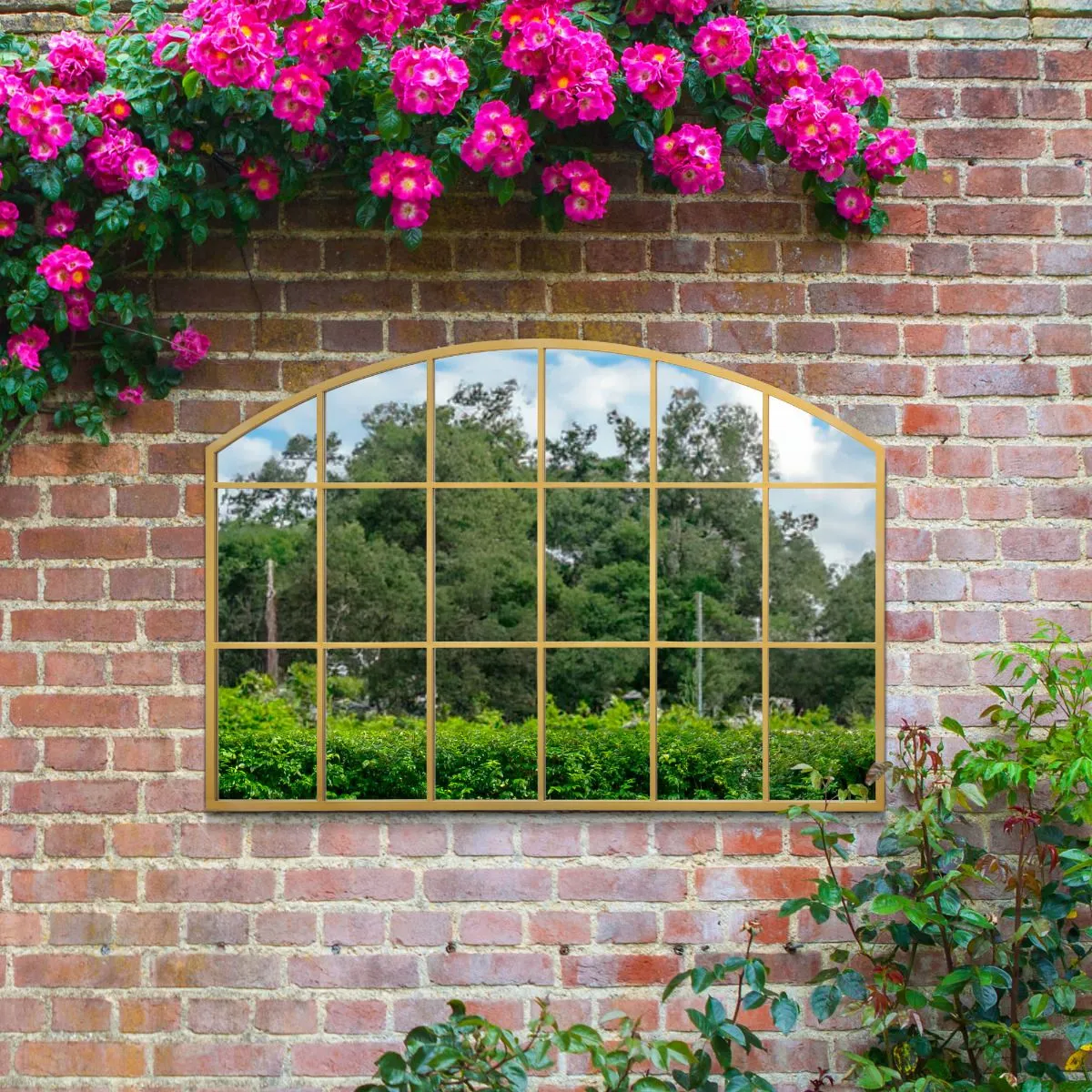 MirrorOutlet Gold Framed Arched Wall Garden Mirror 43" X 29" (110CM X 75CM) 6