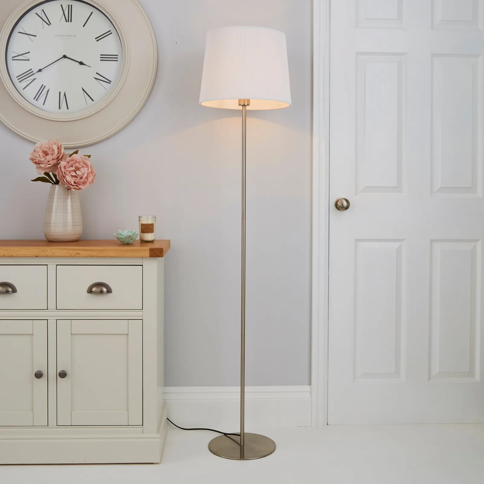 Tula Micro Pleat White Shade Floor Lamp White