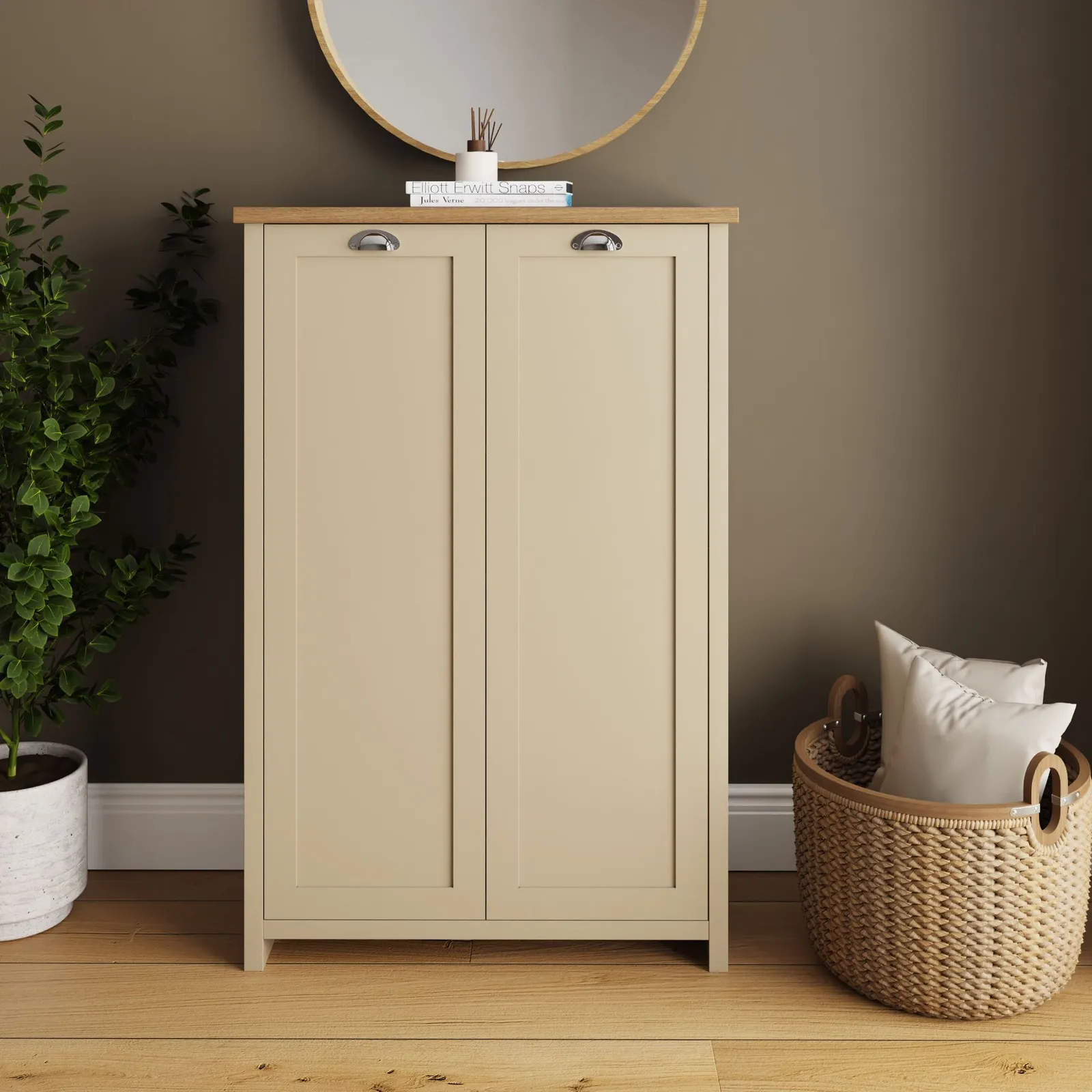 GFW Lancaster 2 Door Shoe Cabinet in Cream 1