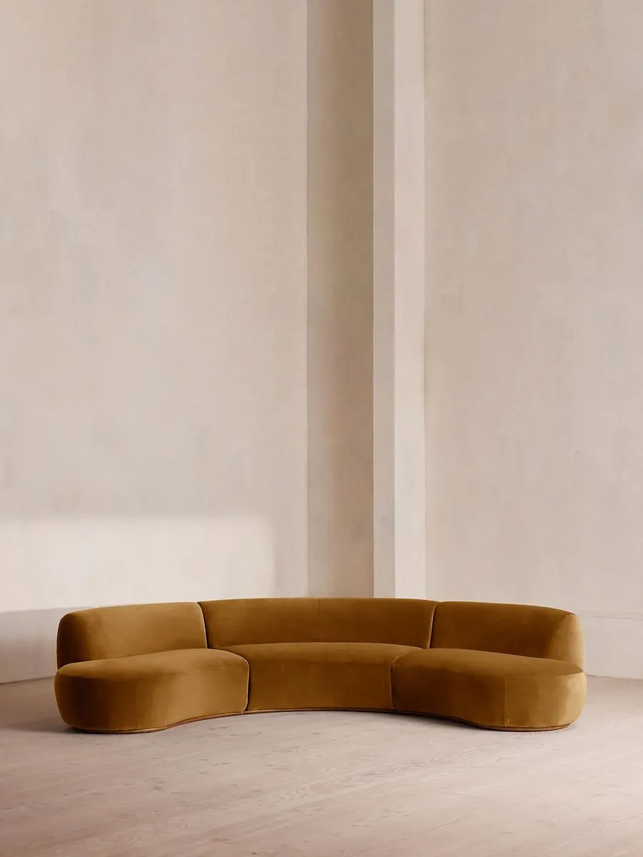 Aline Serpentine Modular Sofa, Four Seater, Mustard Velvet